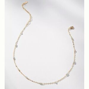 Anthropologie 14K Gold Plated Double Beaded Delicate Necklace